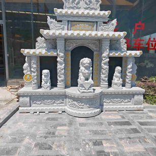 安庆芝麻白中国黑石材套墓 花岗岩墓碑